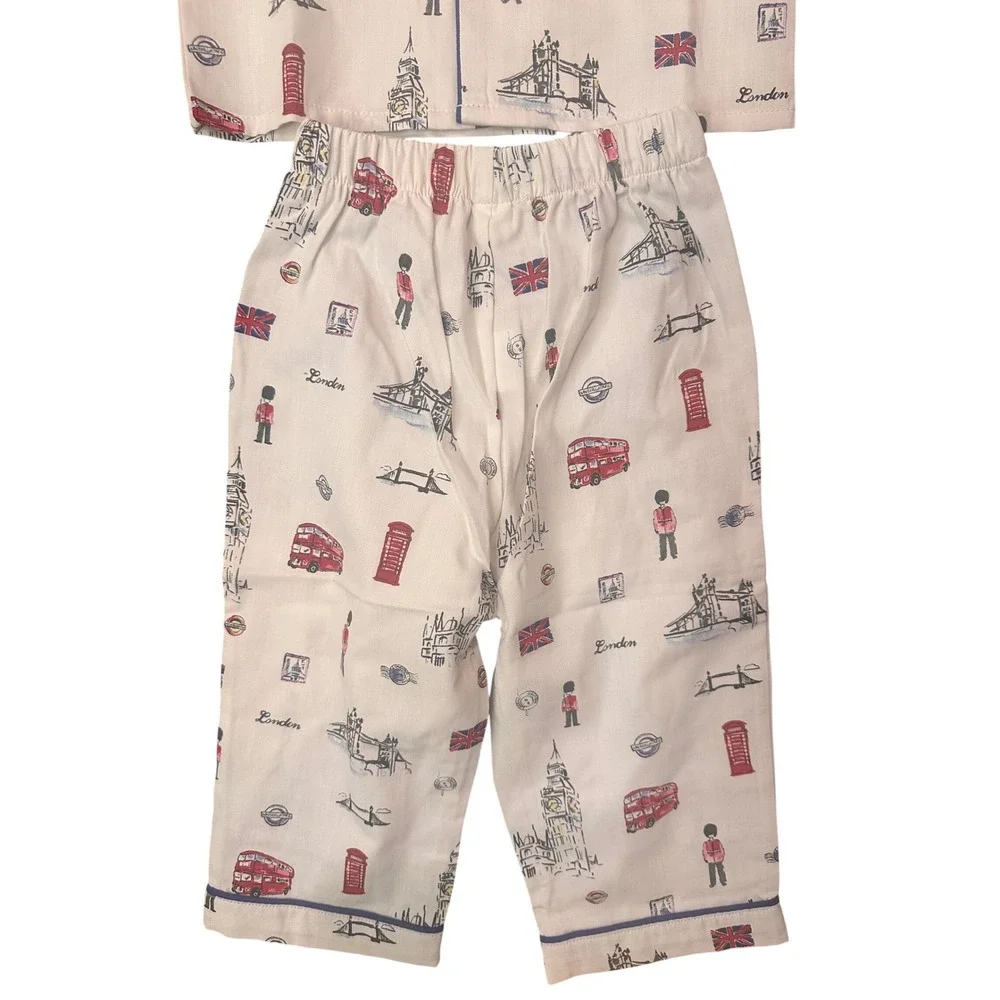 Petite Plume Boys London Is Calling Pajama Set White Blue 12/18M SPJLC1218 NEW